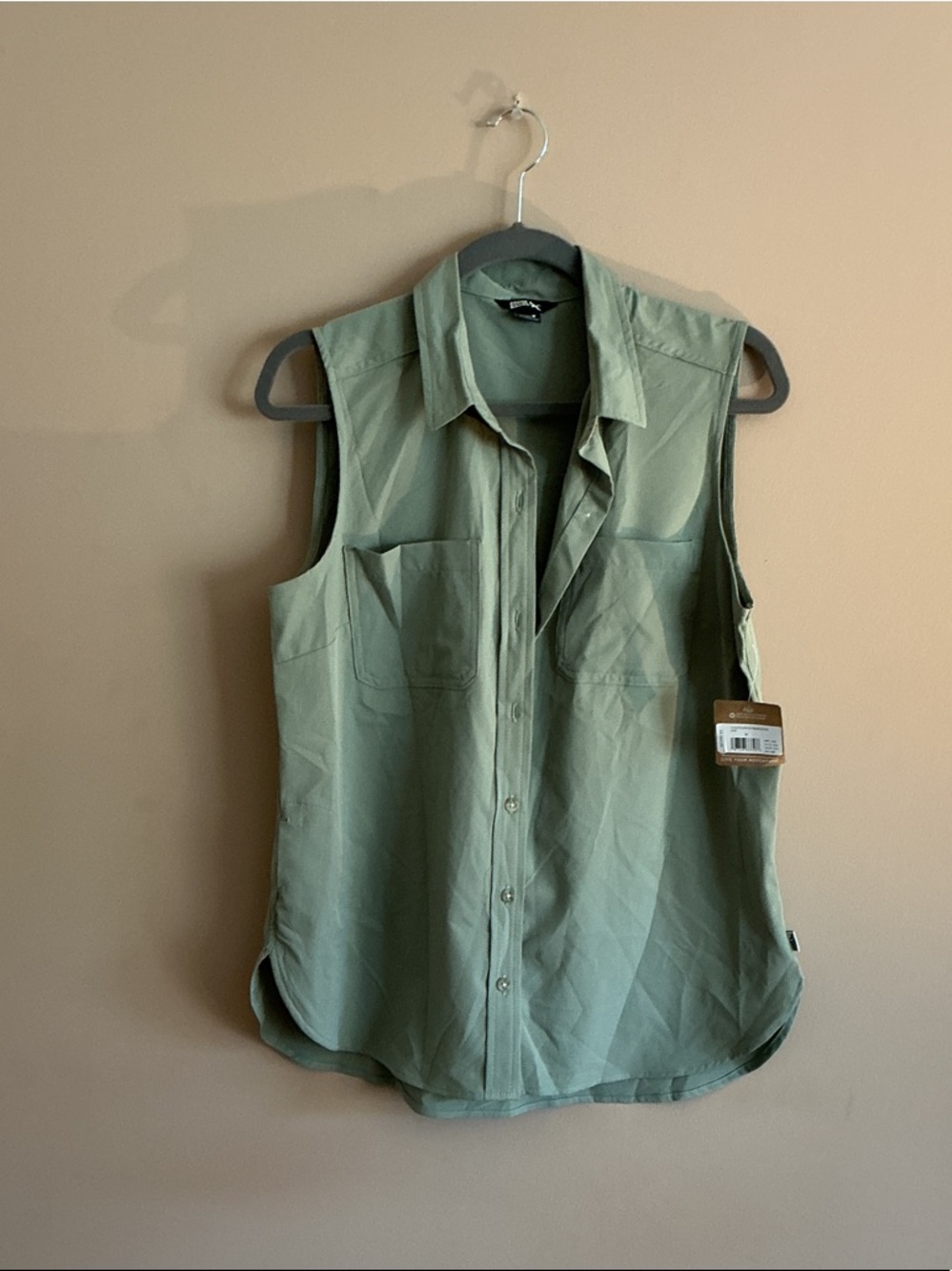 Eddie Bauer Lightweight Olive Green Button-Up Top